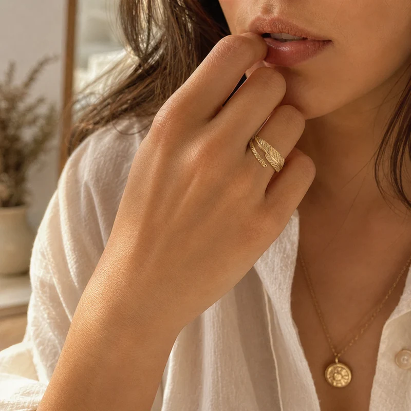 Miomu Anillos Ajustables Acero Inoxidable Elegancia Dorada