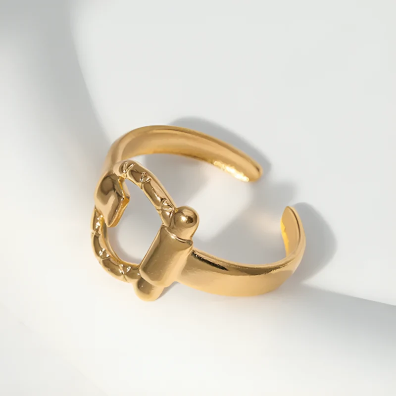 Miomu Anillos Ajustables Acero Inoxidable Elegancia Dorada