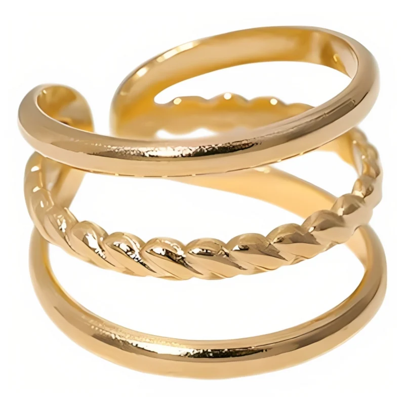 Miomu Anillos Ajustables Acero Inoxidable Elegancia Dorada