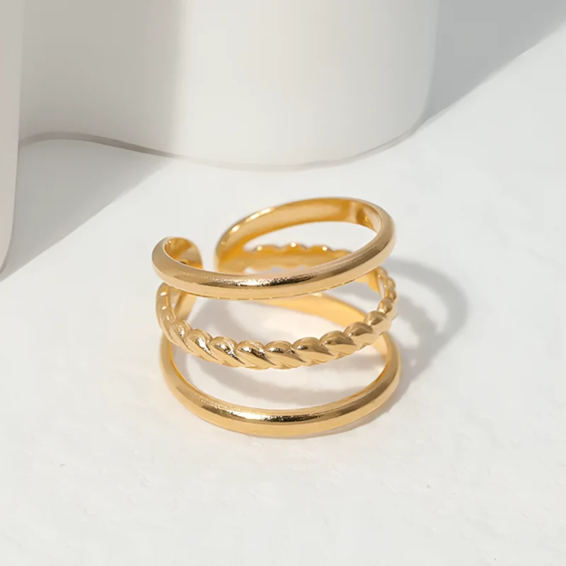 Miomu Anillos Ajustables Acero Inoxidable Elegancia Dorada