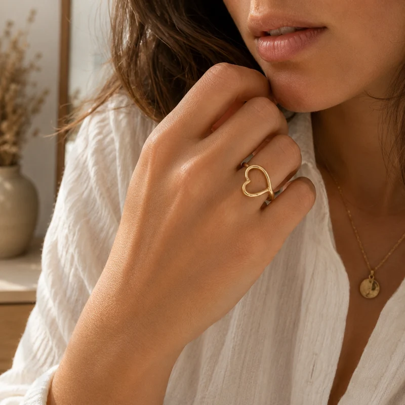 Miomu Anillos Ajustables Acero Inoxidable Elegancia Dorada