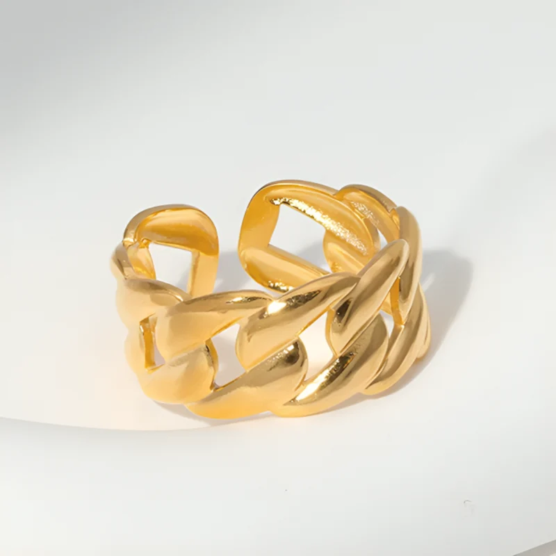 Miomu Anillos Ajustables Acero Inoxidable Elegancia Dorada