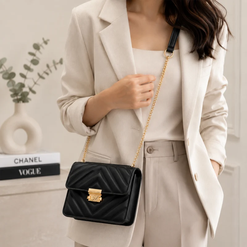 Miomu Bolso Acolchado con Correa de Cadena Dorada mm