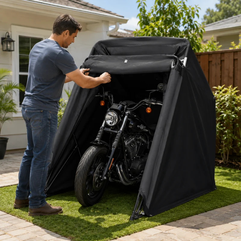 Miomu Cobertizo Plegable Multiuso para Vehículos y Almacenamiento Exterior