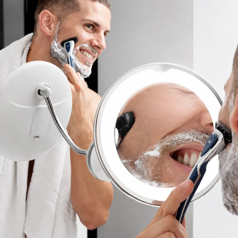 Miomu Espejo Aumentador con Luz LED y Brazo Flexible