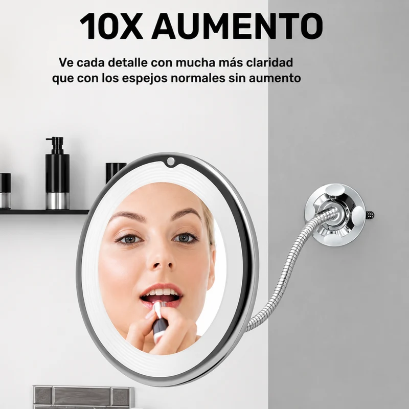 Miomu Espejo Aumentador con Luz LED y Brazo Flexible