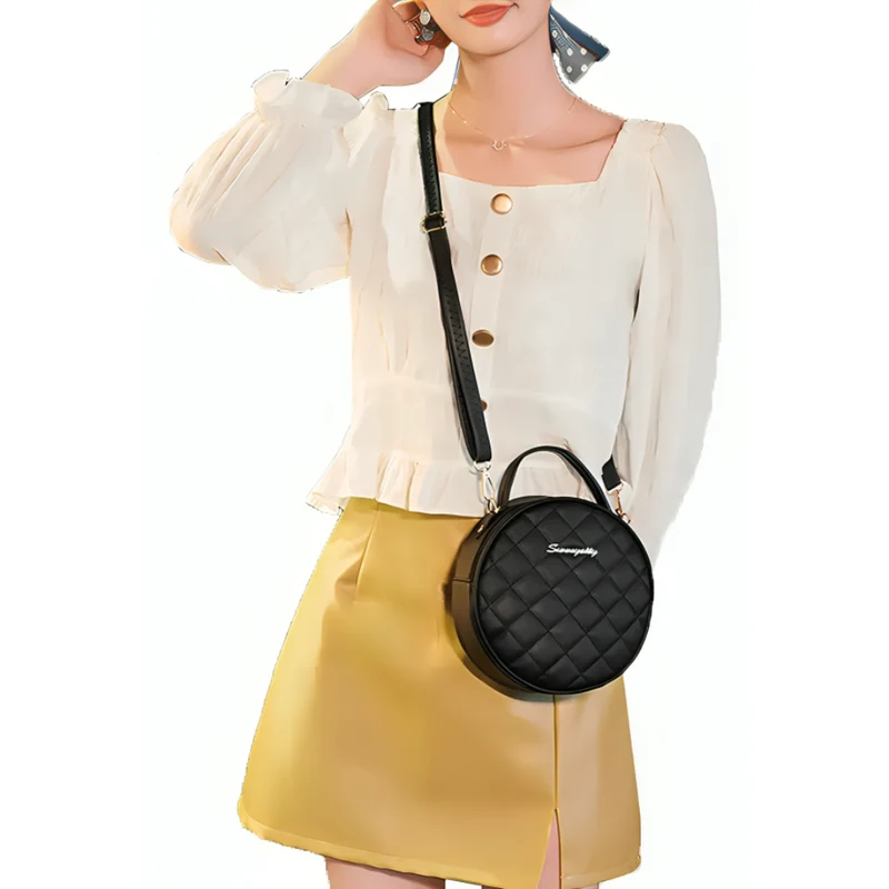 Miomu Bolso Redondo Acolchado con Correa Ajustable