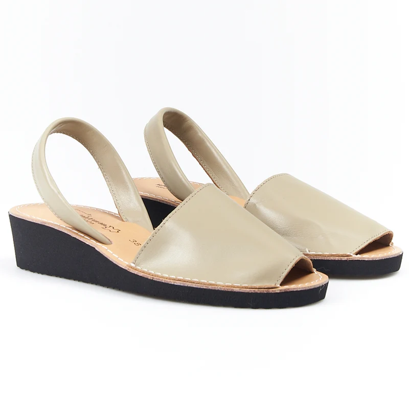 Sandalias Menorquinas Cuña Beige