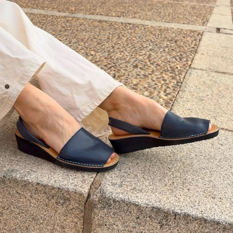 Sandalias Menorquinas Cuña Marino