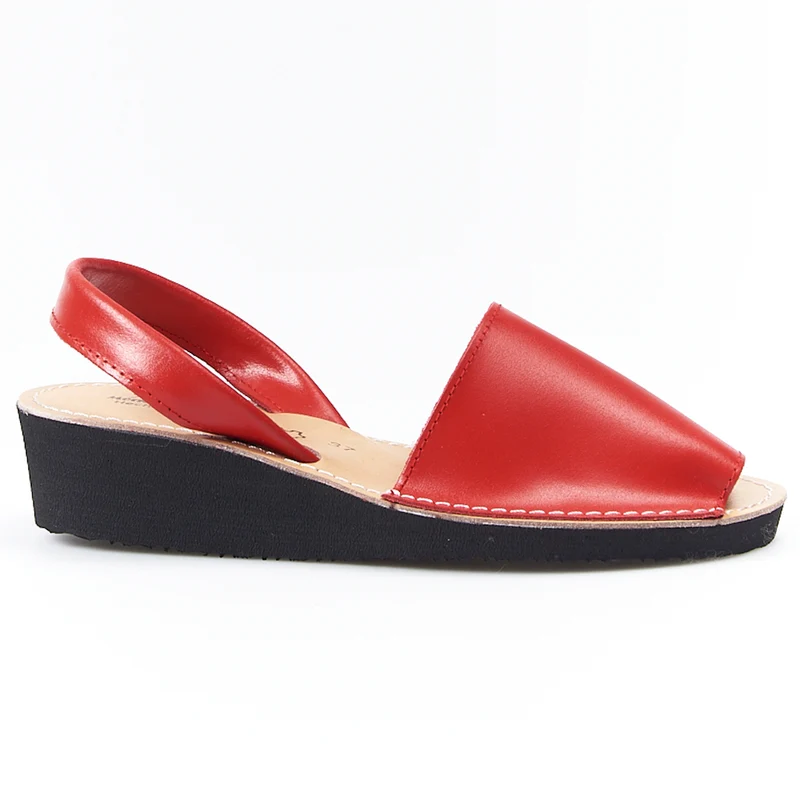 Sandalias Menorquinas Cuña Rojo