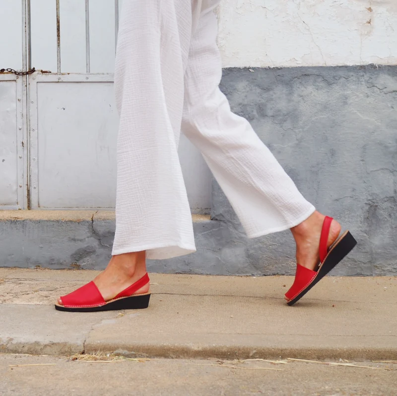 Sandalias Menorquinas Cuña Rojo