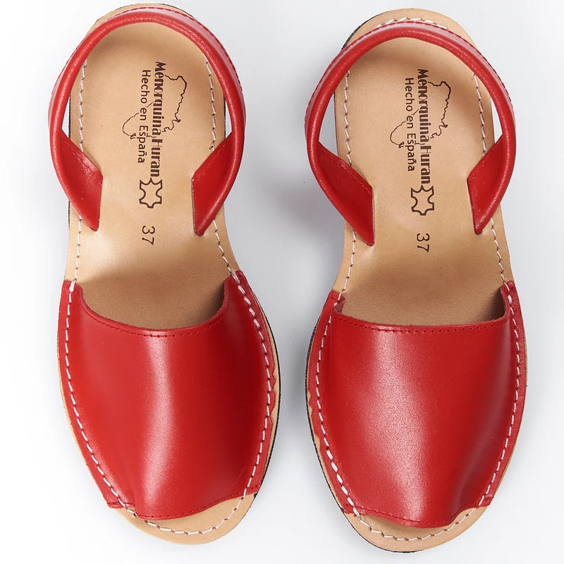 Sandalias Menorquinas Cuña Rojo