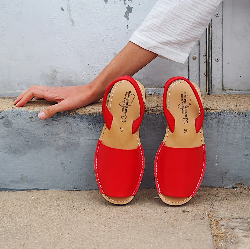Sandalias Menorquinas Cuña Rojo