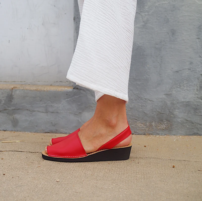 Sandalias Menorquinas Cuña Rojo