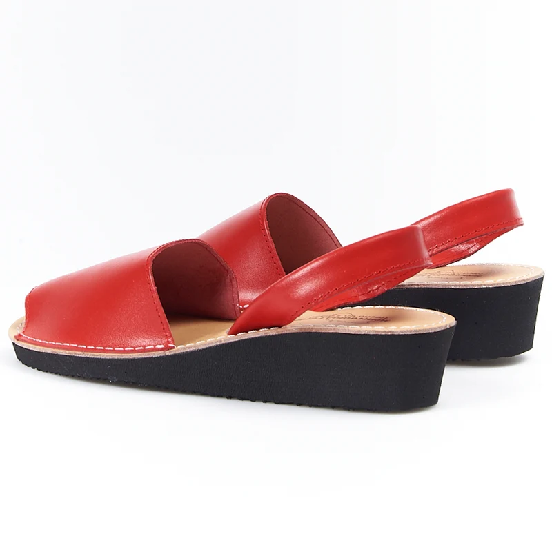 Sandalias Menorquinas Cuña Rojo