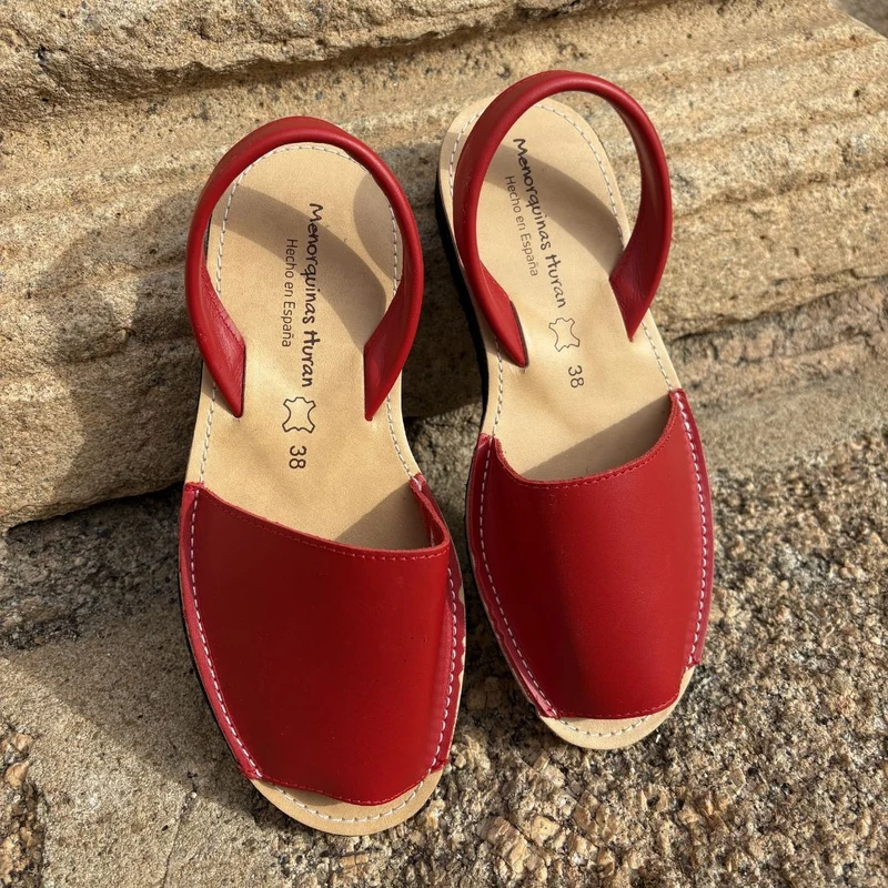 Sandalias Menorquinas Cuña Rojo