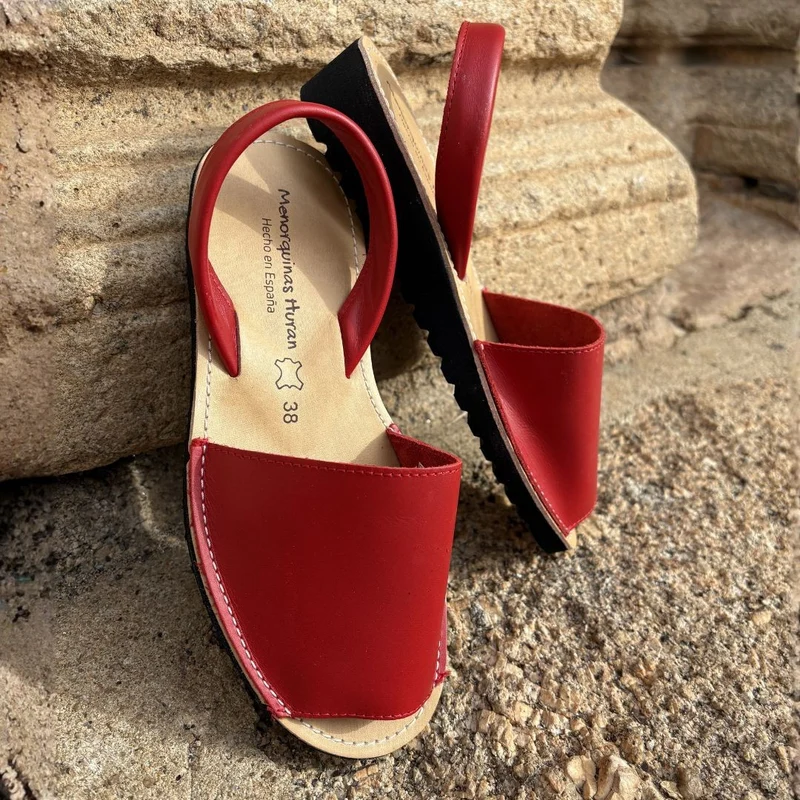 Sandalias Menorquinas Cuña Rojo