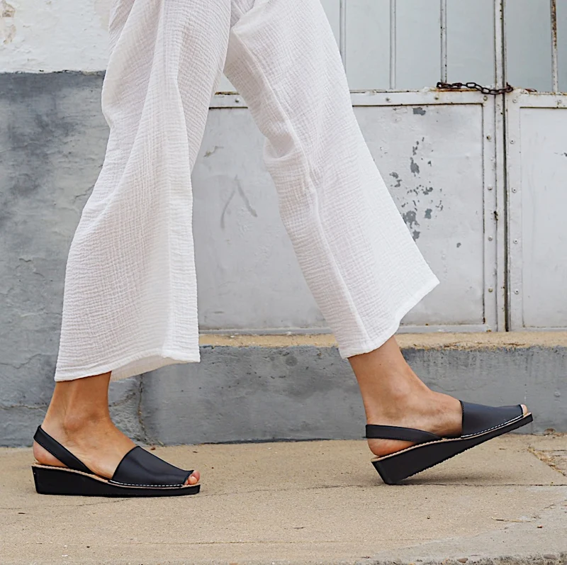 Sandalias Menorquinas Cuña Negro