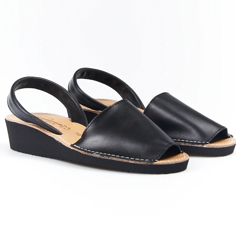 Sandalias Menorquinas Cuña Negro