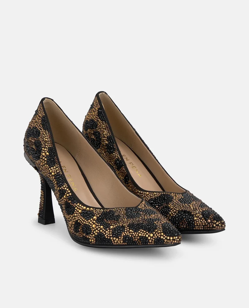 ZAPATO TACÓN PEDRERÍA BICOLOR