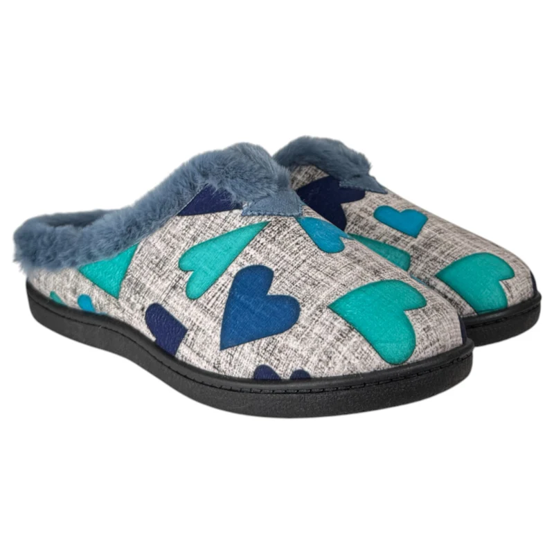 Zapatillas de Casa Plumaflex Corazones 12066 Azul