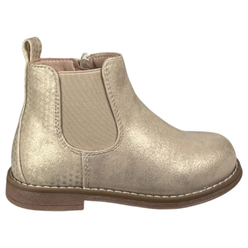 Botines Bubble Kids Elástico Glitter C1548 Oro