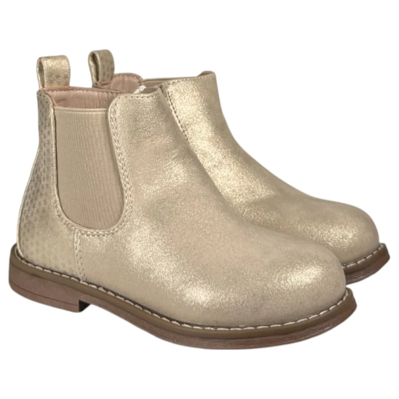 Botines Bubble Kids Elástico Glitter C1548 Oro