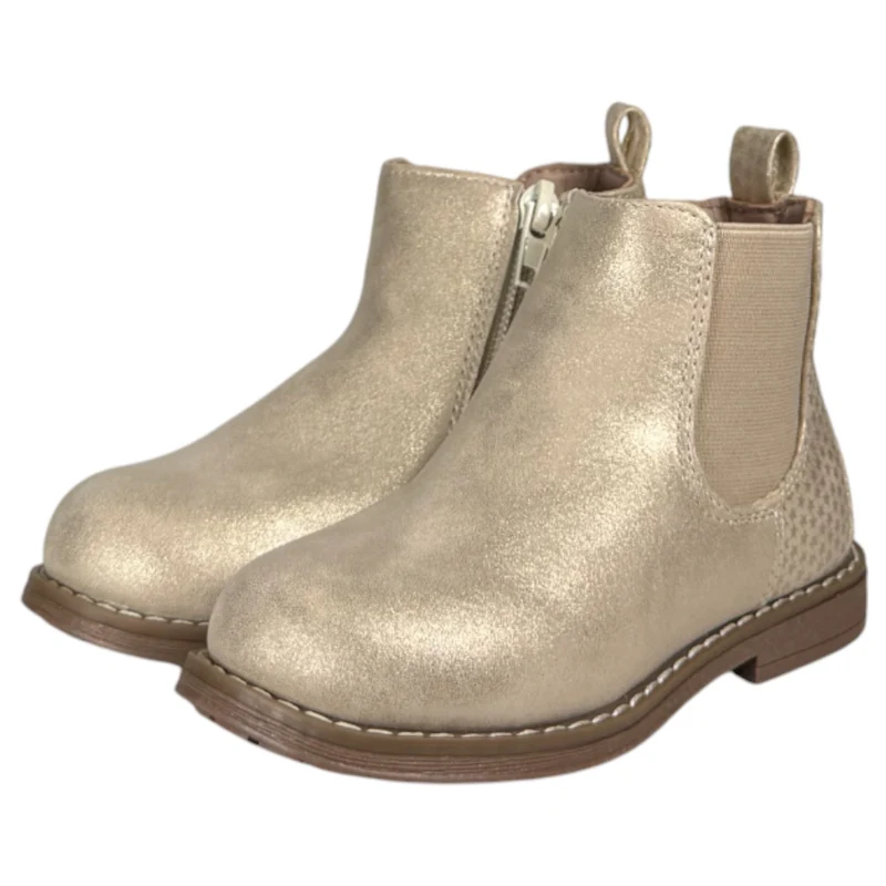 Botines Bubble Kids Elástico Glitter C1548 Oro