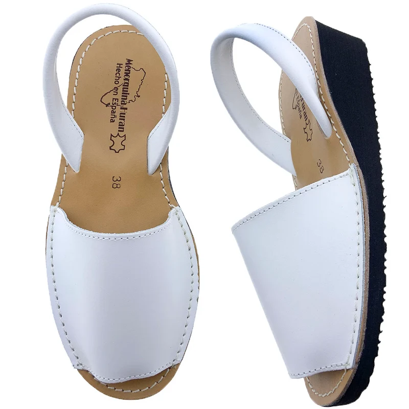 Sandalias Menorquinas Cuña Blanco
