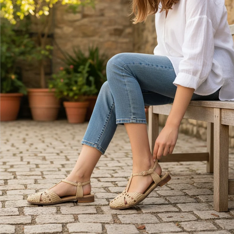 Sandalias Corina Puntera Trenzada M6391 Natural