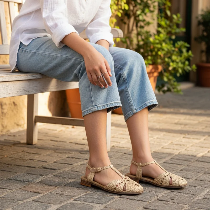 Sandalias Corina Puntera Trenzada M6391 Natural