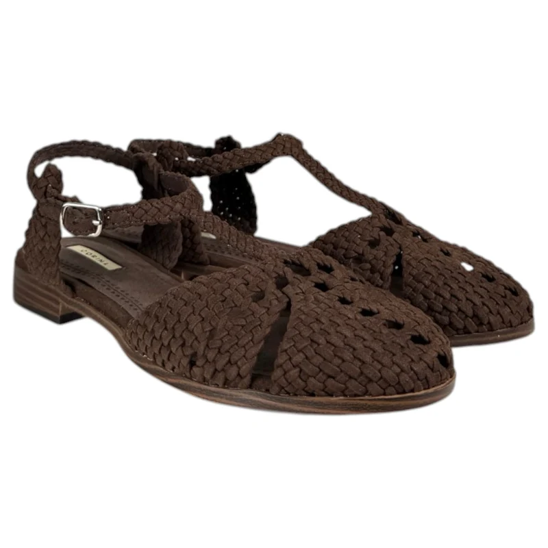Sandalias Corina Puntera Trenzada M6391 Café