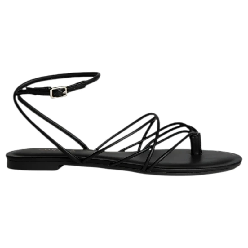 Sandalias Corina Plana Tiras M6455 Negro