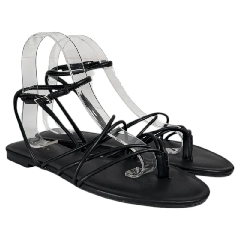 Sandalias Corina Plana Tiras M6455 Negro