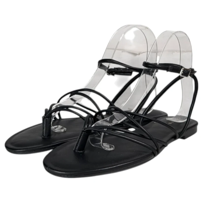 Sandalias Corina Plana Tiras M6455 Negro