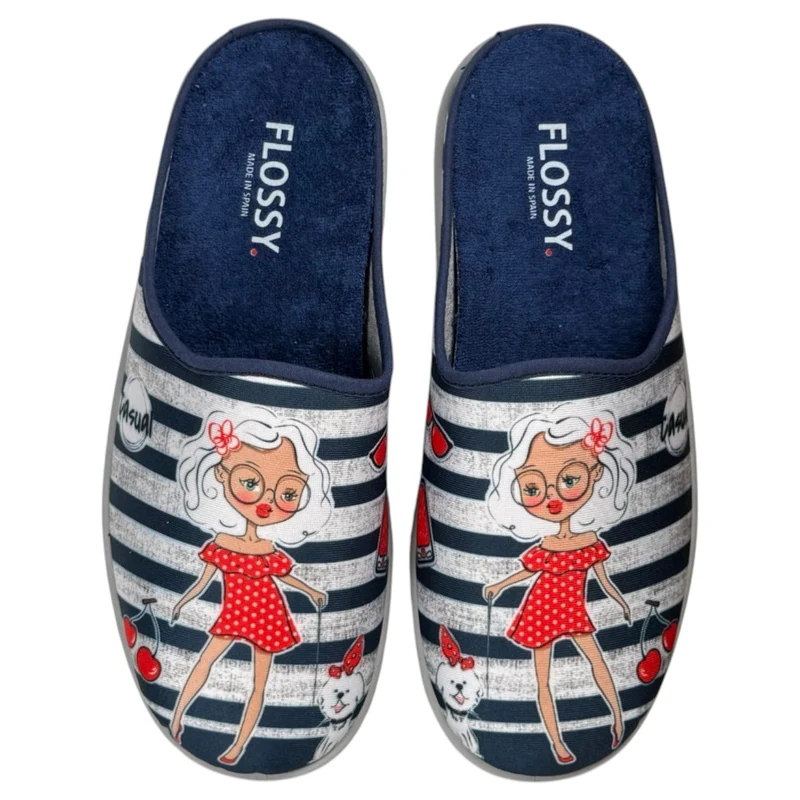 Zapatillas de Casa Flossy Chica Rayas 26-343 Marino