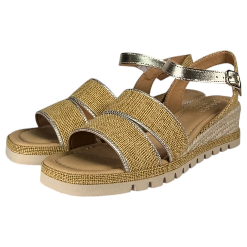 Sandalias de Esparto Paseart Cuña SR/ES938 Mostaza