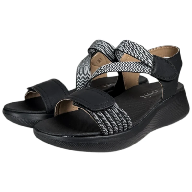Sandalias Mysoft Elásticos 26M362 Negro