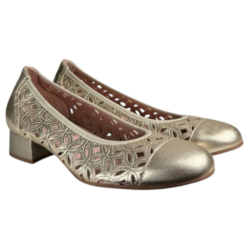 Zapatos Pitillos Bailarina Troquelada 11120 Oro