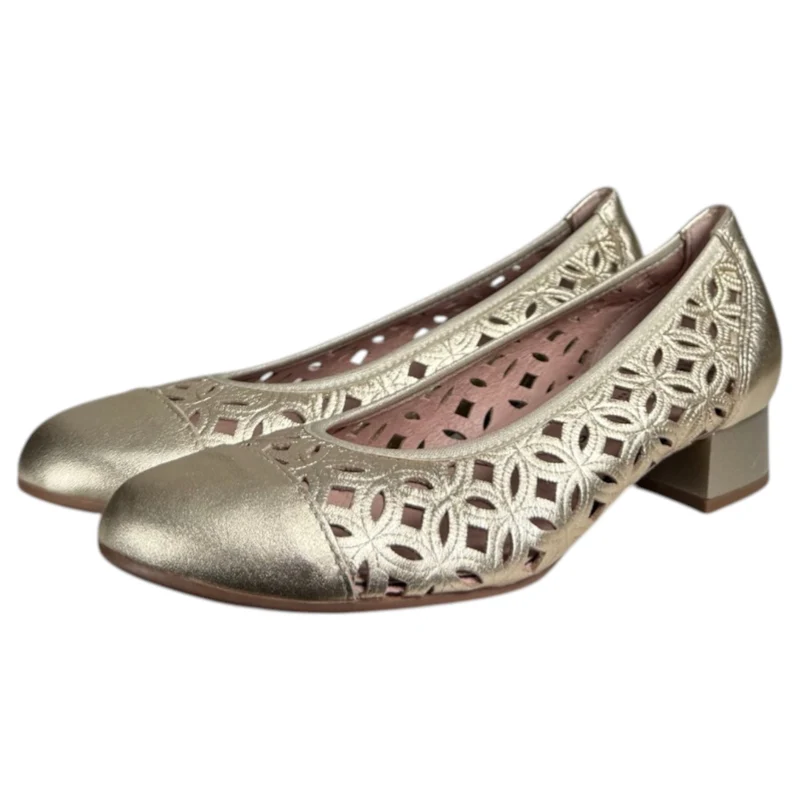 Zapatos Pitillos Bailarina Troquelada 11120 Oro
