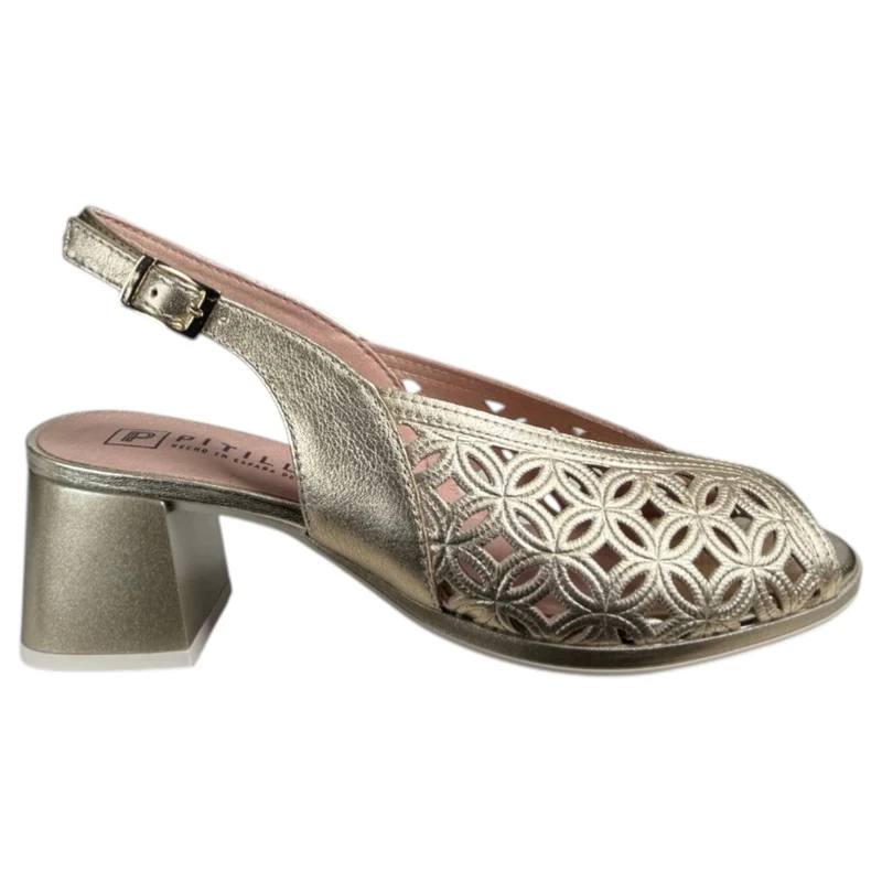 Sandalias Pitillos Troqueladas Tacón 11210 Oro
