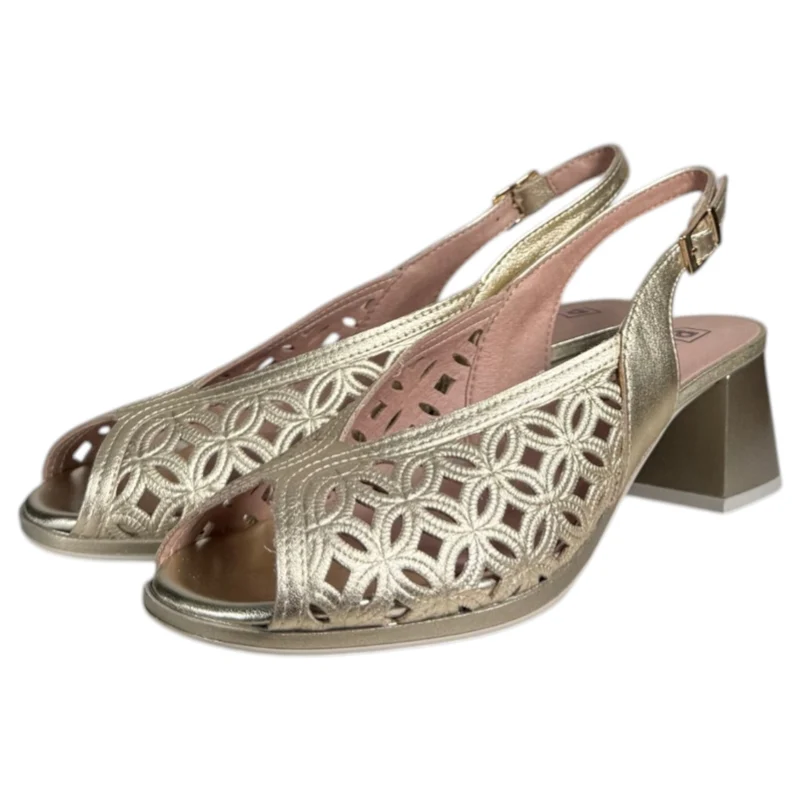 Sandalias Pitillos Troqueladas Tacón 11210 Oro
