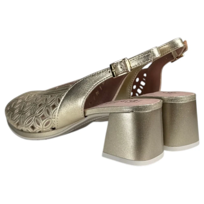 Sandalias Pitillos Troqueladas Tacón 11210 Oro