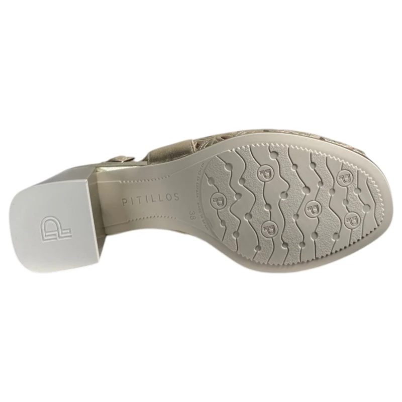 Sandalias Pitillos Troqueladas Tacón 11210 Oro