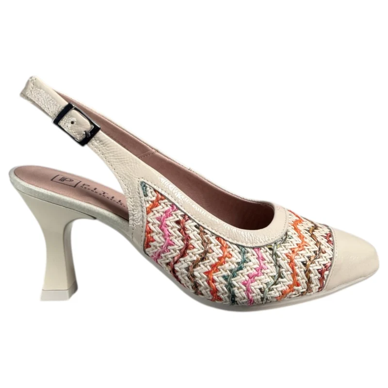 Zapatos Pitillos Salón Abierto Trenzado 11195 Crema