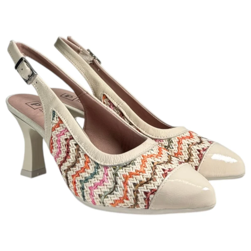 Zapatos Pitillos Salón Abierto Trenzado 11195 Crema