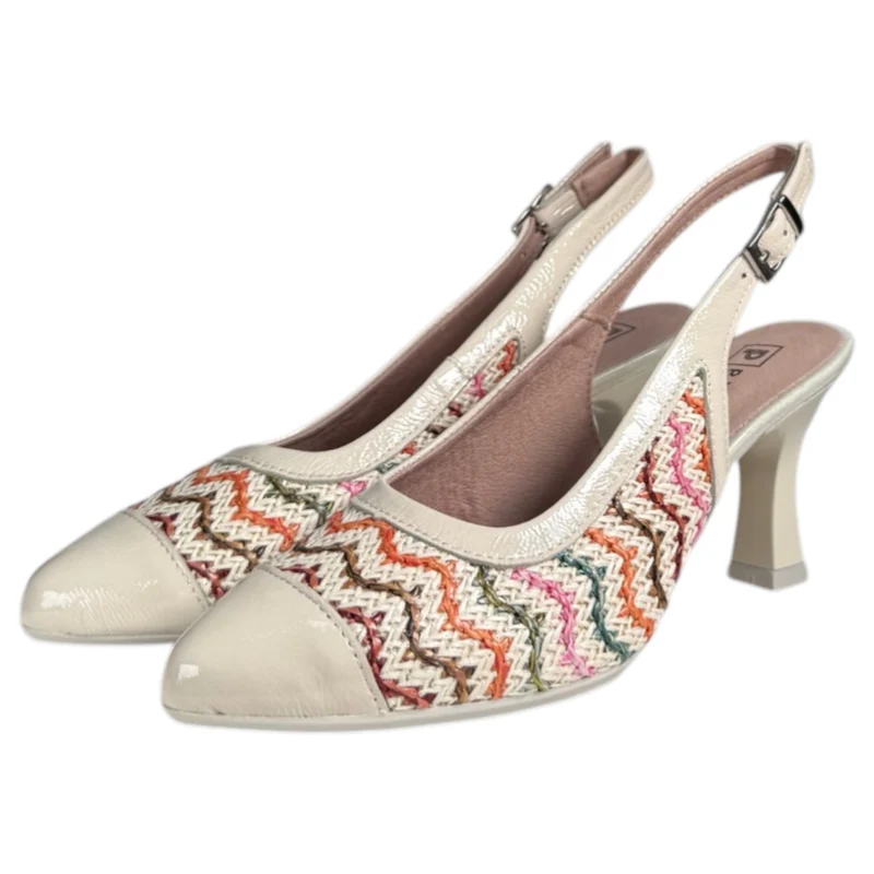 Zapatos Pitillos Salón Abierto Trenzado 11195 Crema