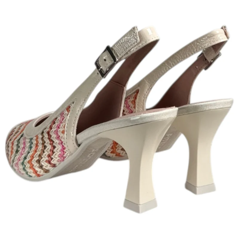 Zapatos Pitillos Salón Abierto Trenzado 11195 Crema
