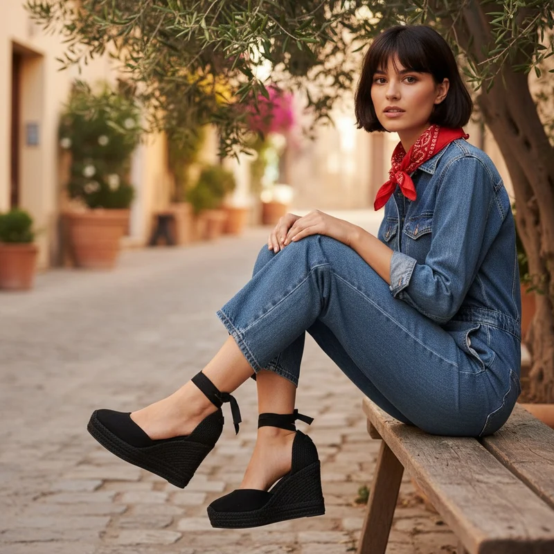 Alpargatas Corina Cintas M6341 Negro