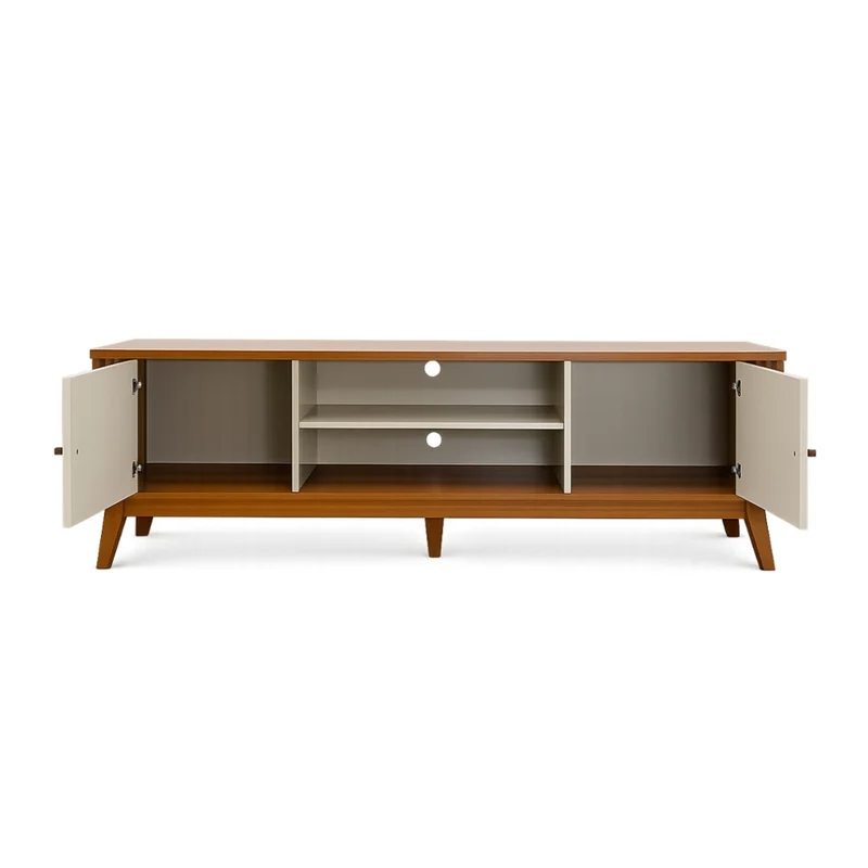 Tokoa Mesa para TV con 2 Puertas y Estantes 160cm Off White (776176)